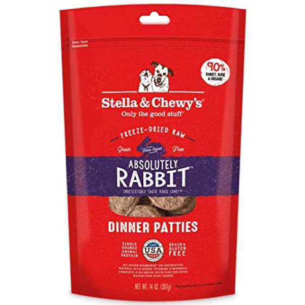 Stella & Chewy's Freeze-Dried Dinner Absolutely Rabbit For Dogs 極度兔惑(兔肉配方)凍乾生肉狗用主糧 25oz X4